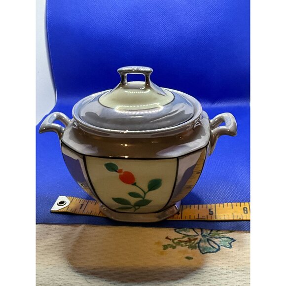 Vintage Bavarian Lusterware China Creamer & Sugar Set With Hand-Painted Floral - Picture 6 of 16